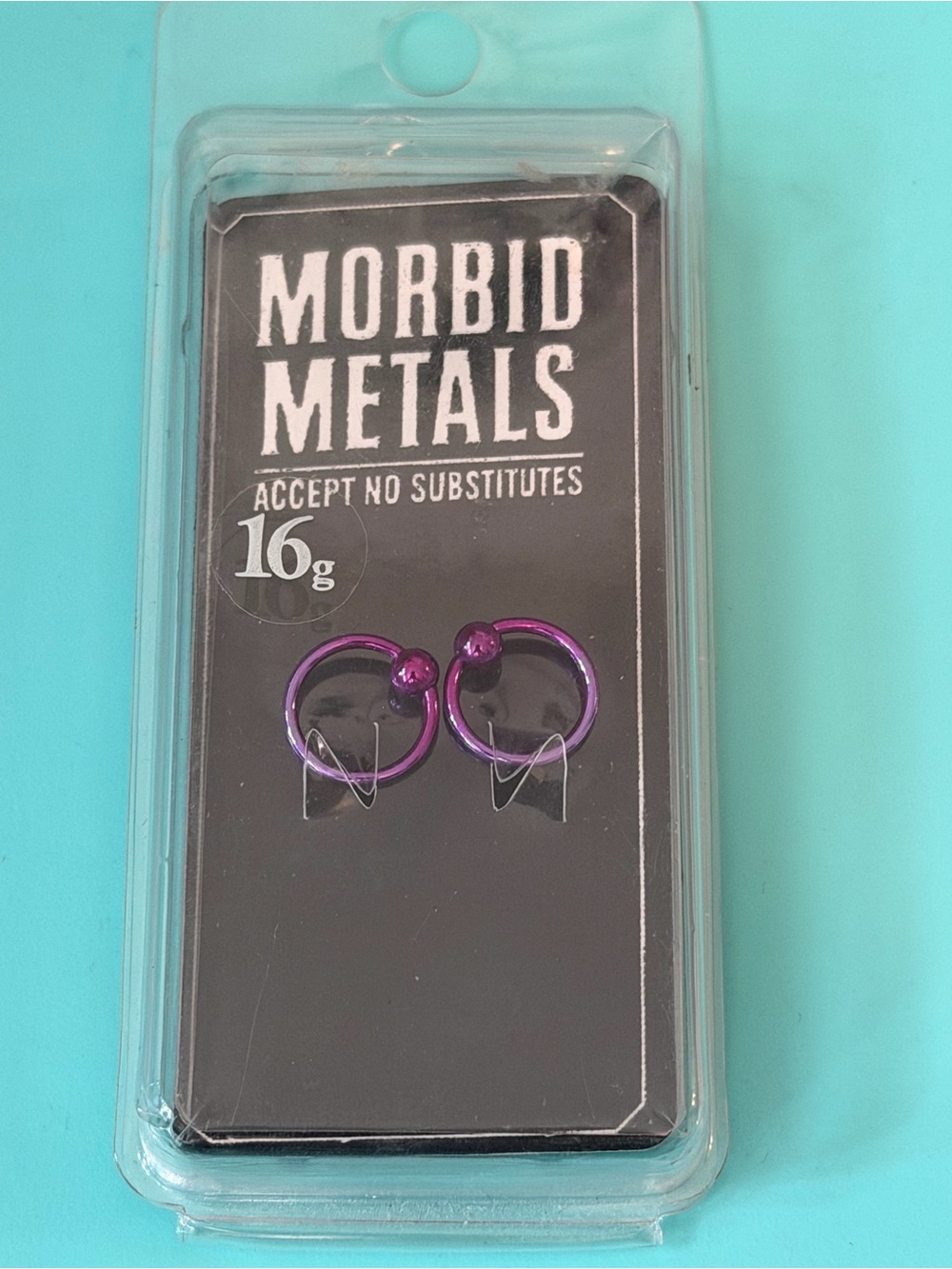 Morbid Metals Purple 16g Captive Bead Ring Pair